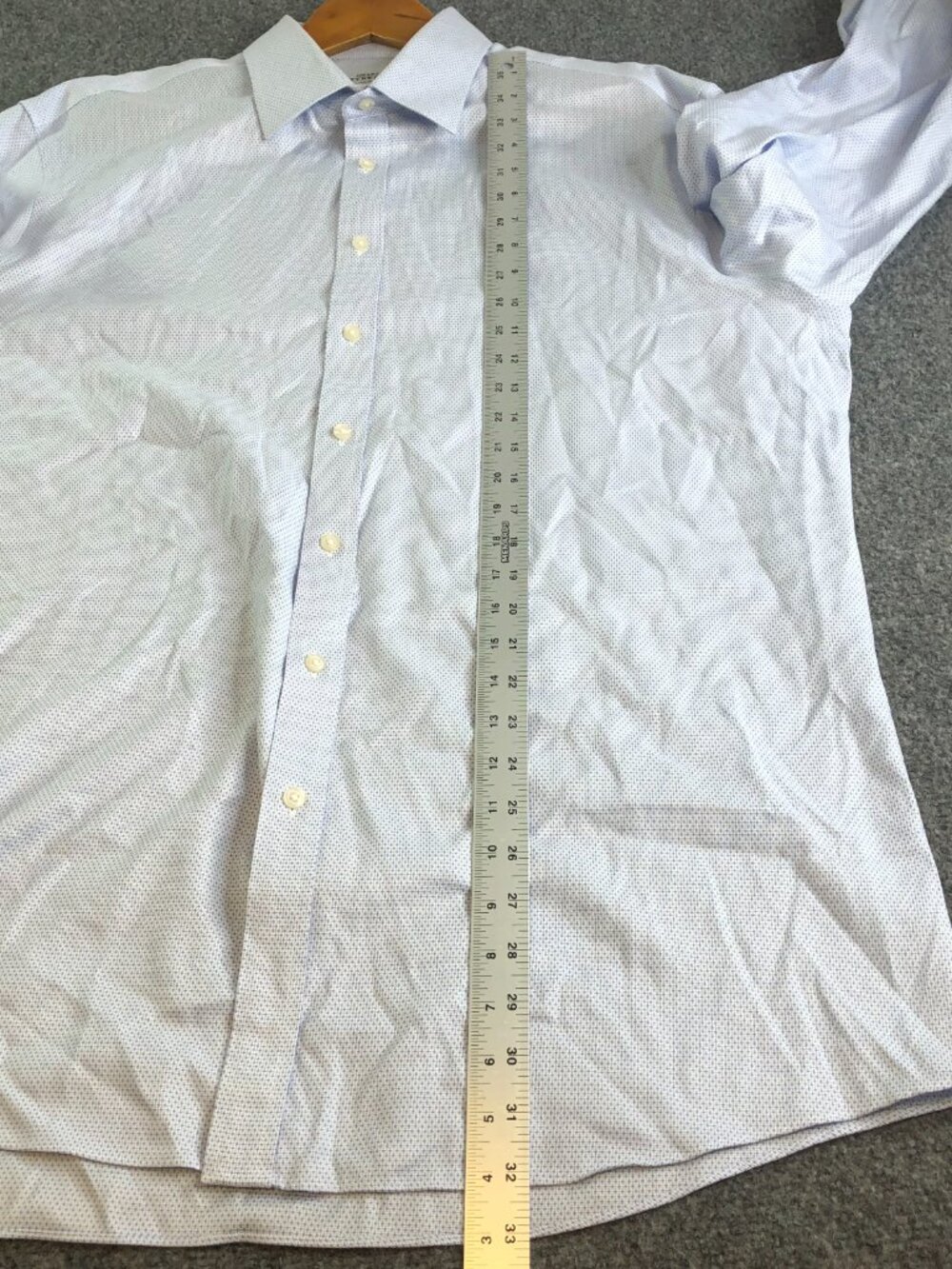 Charles Tyrwhitt Shirt Mens 18 35 Blue Non Iron Slim Fit Micro Check French Cuff - Picture 5 of 9